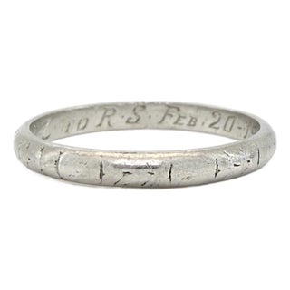 Art Deco Antique Platinum Wedding Band, Stacking Ring, Size 5 For Sale