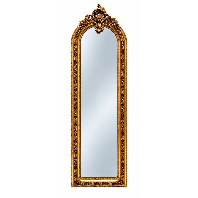Early 21st Century Large Golden Full-Length Mirror with Crest from Green Square For Sale - Image 5 of 10