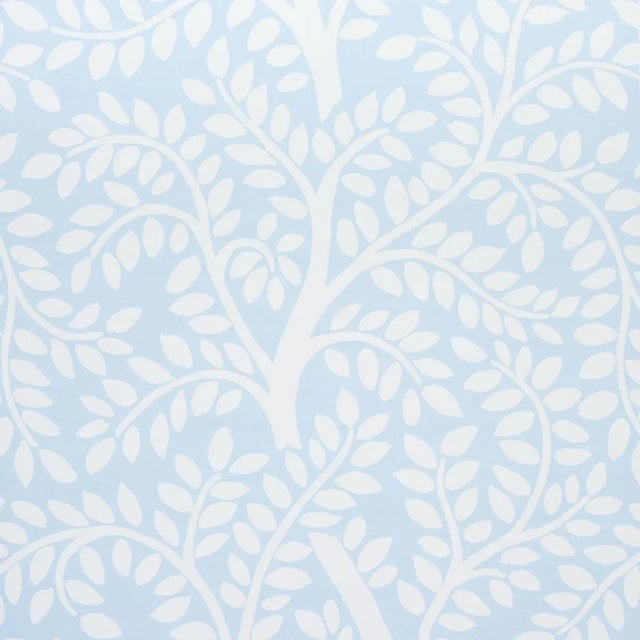 Contemporary Schumacher Temple Garden II Wallpaper in Sky - Sample For Sale - Image 3 of 4