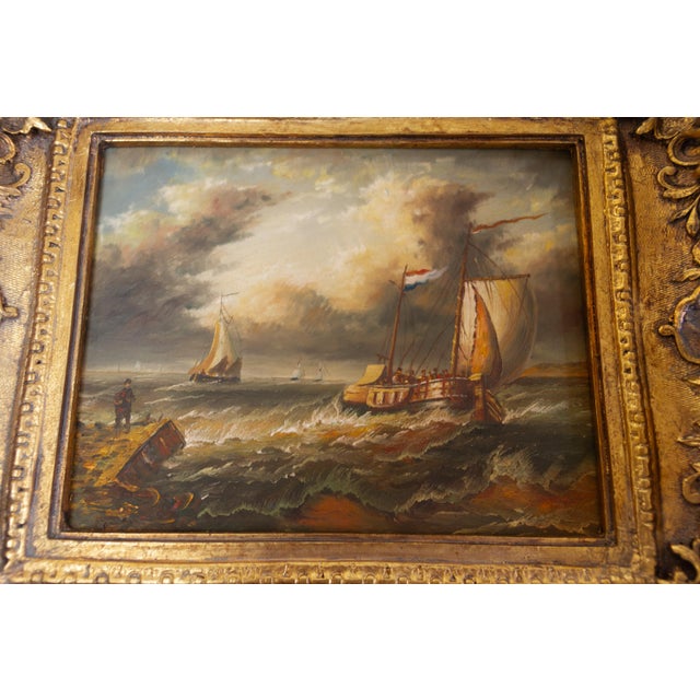Sailing Boats, 20th Century, Oil Paintings, Framed, Set of 2 For Sale - Image 17 of 18