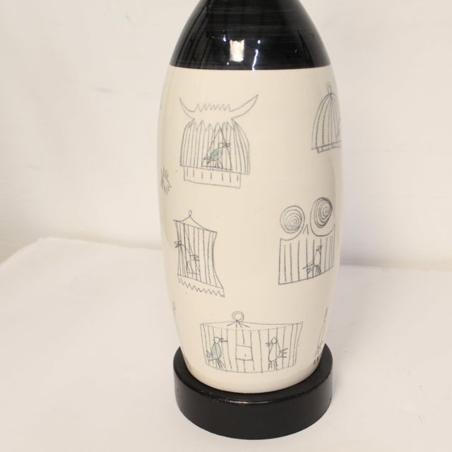 Mid 20th Century Vintage French Elc Du Nord Ceramic Table Lamp | Birdcages For Sale - Image 5 of 8