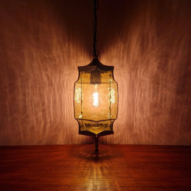 Metal Brass and Glass Pendant Lamp from Høvik Verk, 1960s For Sale - Image 7 of 9