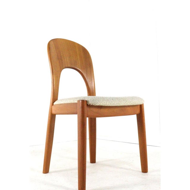 Nice original set of 4 genuine designer chairs from Denmark. This teak set with original upholstery is a real feast for...