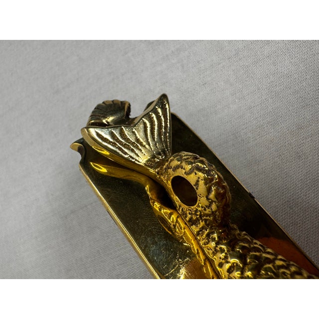 Vintage Hollywood Regency Solid Brass Koi Fish Hardware Cabinetry Knobs Hardware/Pulls, Set of 3 For Sale - Image 11 of 12