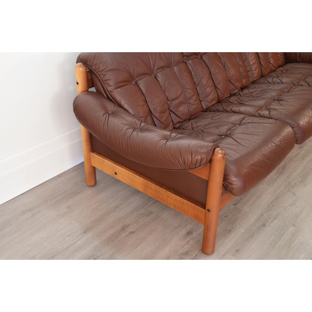 Ulferts Möbler Vintage "Drabant" Brown Leather 3-Seat Sofa by Ulferts Sweden For Sale - Image 4 of 8