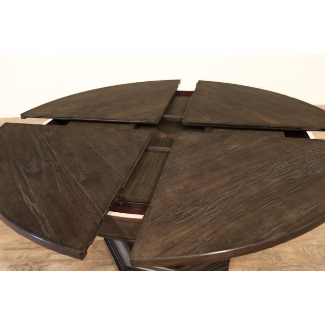 Round Expanding Dining Table With Self-Storing Leaves. Round Pedestal Jupe Dining Table or Kitchen Table. For Sale In New York - Image 6 of 13