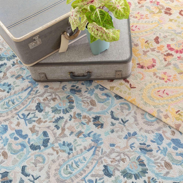 Contemporary Dash & Albert by Annie Selke Ines Blue Micro Hooked Wool Rug, 2' x 3' For Sale - Image 3 of 6