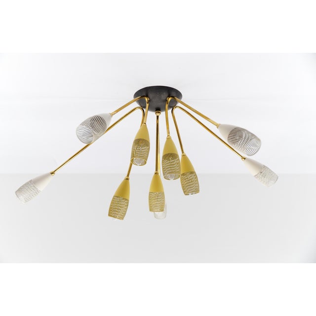 Mid-Century Modern Sputnik Ceiling Lamp in the style of Arteluce, Italy, 1950s For Sale - Image 3 of 18