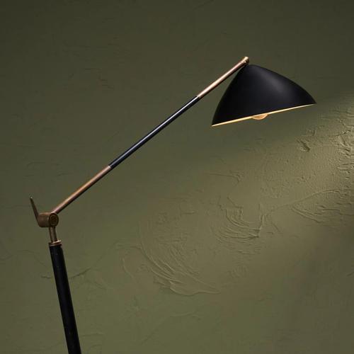 Metal Floor Lamp in Black Lacquer and Marble with Brass Stem from Stilux Milano, Italy, 1960s For Sale - Image 7 of 13
