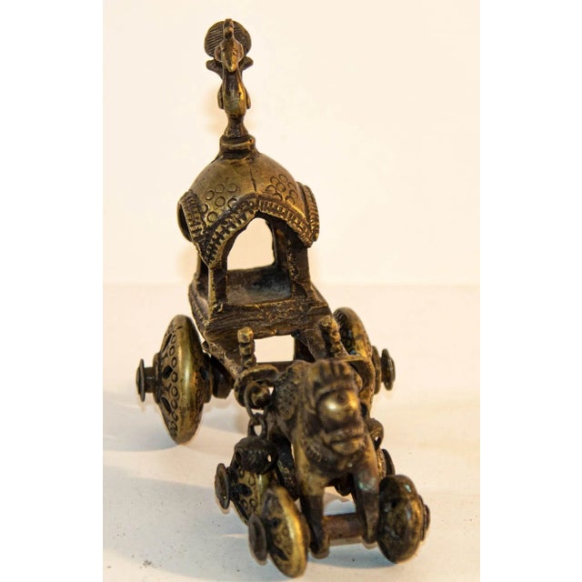 Antique Hindu Bronze Temple Horse and Chariot Statue Toy on Wheels India For Sale - Image 10 of 12