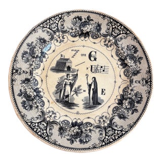 19th Century French Rebus Picture Puzzle Decorative Plate For Sale
