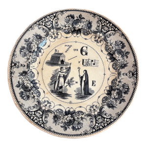 19th Century French Rebus Picture Puzzle Decorative Plate
