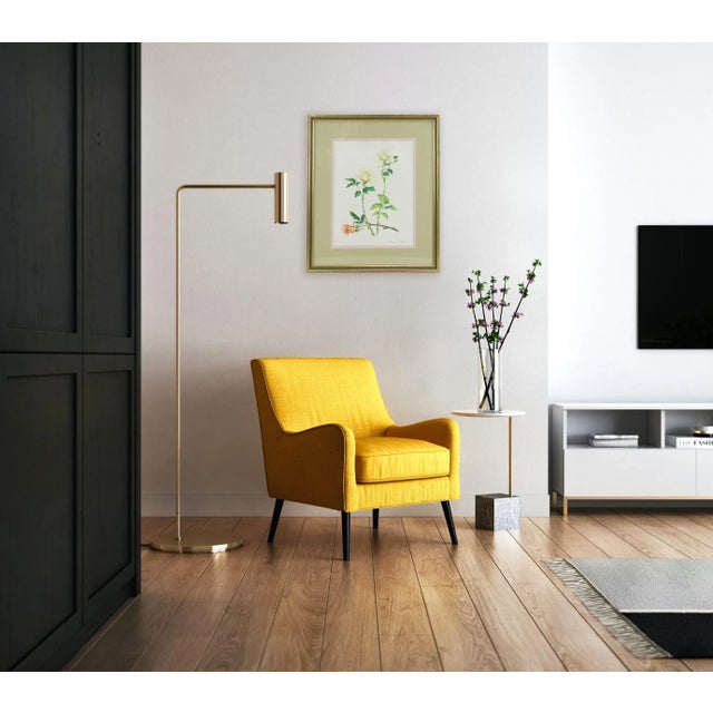 Yellow Vintage Hand-Painted Plant Specimen Watercolor "Gold Medal" Yellow Rose (With Frame). Signed in the Lower Right Corner For Sale - Image 8 of 9