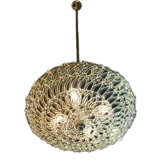 Lattice Medium Chandelier in Nickel Finish For Sale