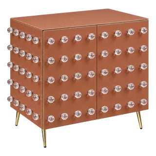 Terracotta Murano Glass Cabinet with 90 Clear Spheres and Brass from Justfurnituress SRL For Sale