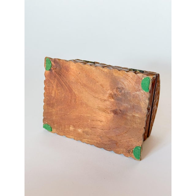 Brown Vintage Carved Wood Casket Box For Sale - Image 8 of 9