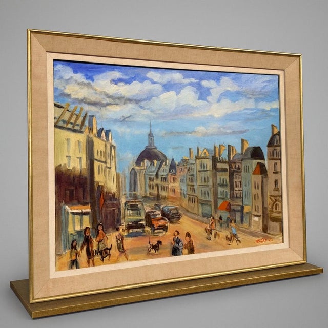 Ollier, Lively View of Paris, 1980s, Oil on Canvas For Sale - Image 9 of 9