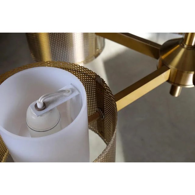 Gold Brass Ceiling Lamp attributed to Holger Johansson, Sweden, 1960s For Sale - Image 8 of 11