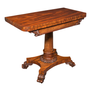 Antique Fold Over Parlour Card Table, English, Games, Side, William Iv, C.1835