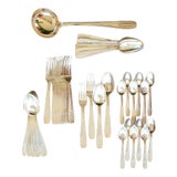 French Art Deco Silver-Plated Cutlery Set for 12, 1930-1940s, Set of 37 For Sale