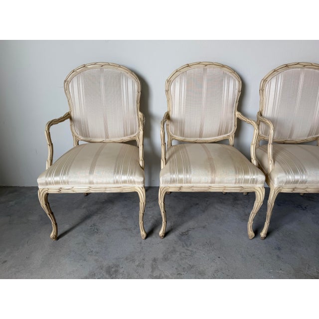 Cream Vintage Century Furniture Serge Roche Style Faux Bois Palm Frond Arm Dining Chairs – Set of 4 For Sale - Image 8 of 12