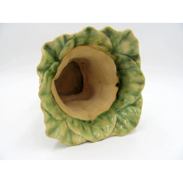 Ceramic Vintage Ceramic Bok Choy Cabbage Figural Majolica Planter Vase For Sale - Image 7 of 11
