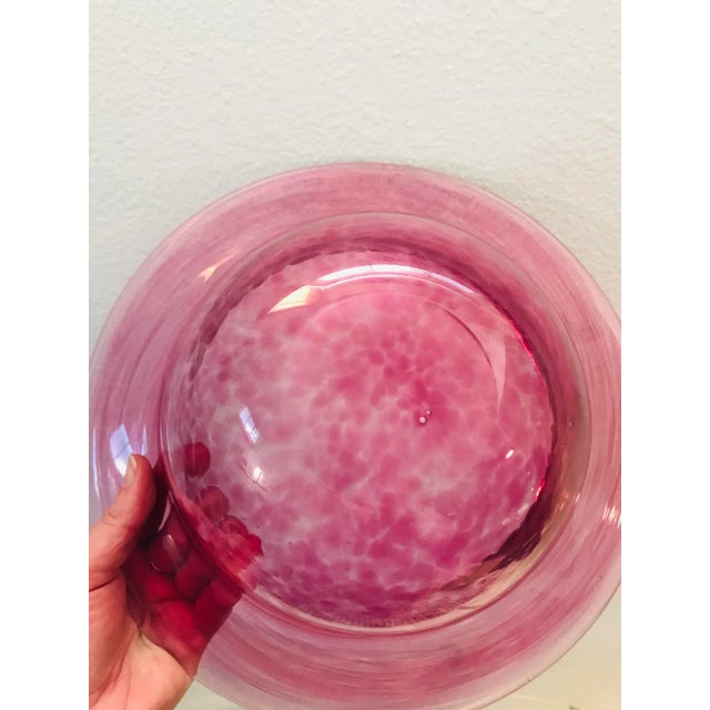 Late 20th Century Blown Glass Hot Pink Statement Bowl For Sale - Image 5 of 11