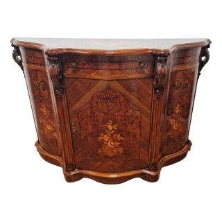 Italian Louis XV Style Sideboard in Walnut with Inlays, 1970s For Sale