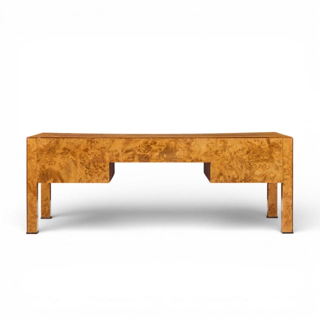 Baker Furniture Campaign Style Burlwood and Brass Coffee Table For Sale In Chicago - Image 6 of 9