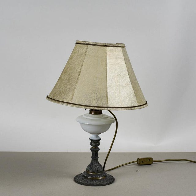 Metal Vintage Table Lamp with Parchment Hood For Sale - Image 7 of 9