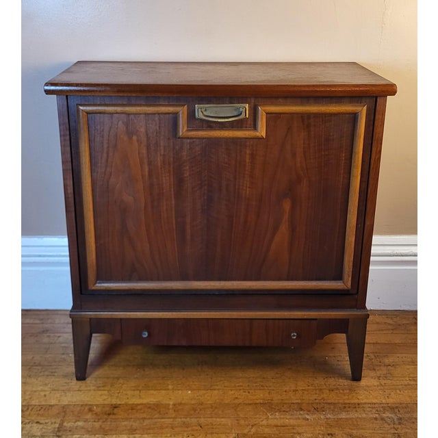 Wood Vintage MCM Lane Record Cabinet-Tilt Down For Sale - Image 7 of 12