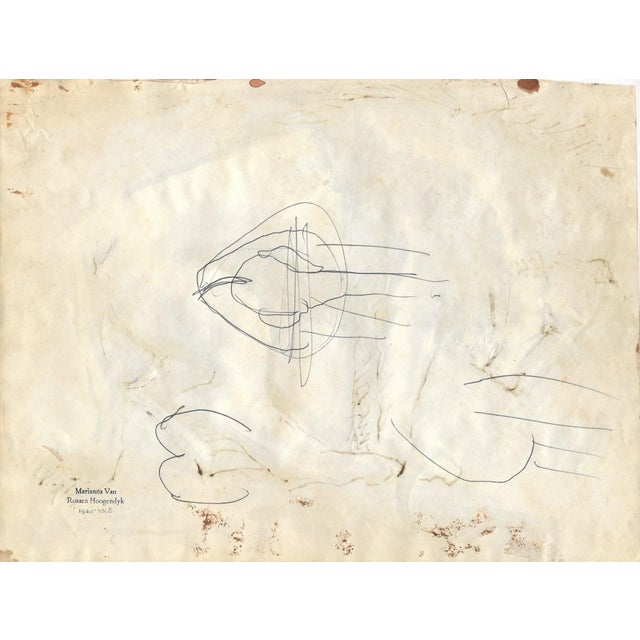 Mid-Century Modern 1955 Marianna Van Rossen Hoogendyk Lion Watercolor For Sale - Image 3 of 3