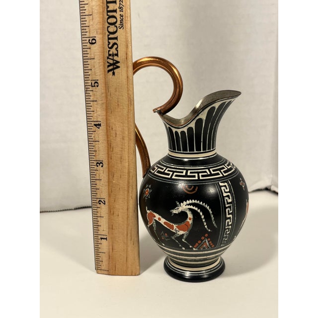Set of Three Vintage Classic Greek Mythology Copper Painted Water Pitchers For Sale - Image 9 of 9