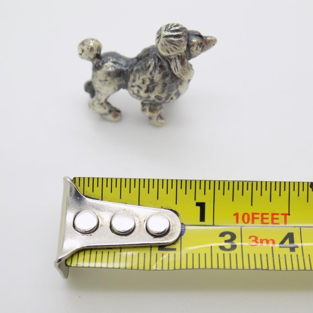 Vintage Italian Handmade Genuine Silver Poodle Dog Rare Micro Dollhouse Miniature For Sale - Image 10 of 10
