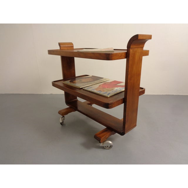 1930s Art Deco Rollable Serving Cart, 1930s For Sale - Image 5 of 18