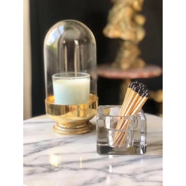 Antique Art Deco Crystal Inkwell Turned Match Strike For Sale - Image 4 of 6