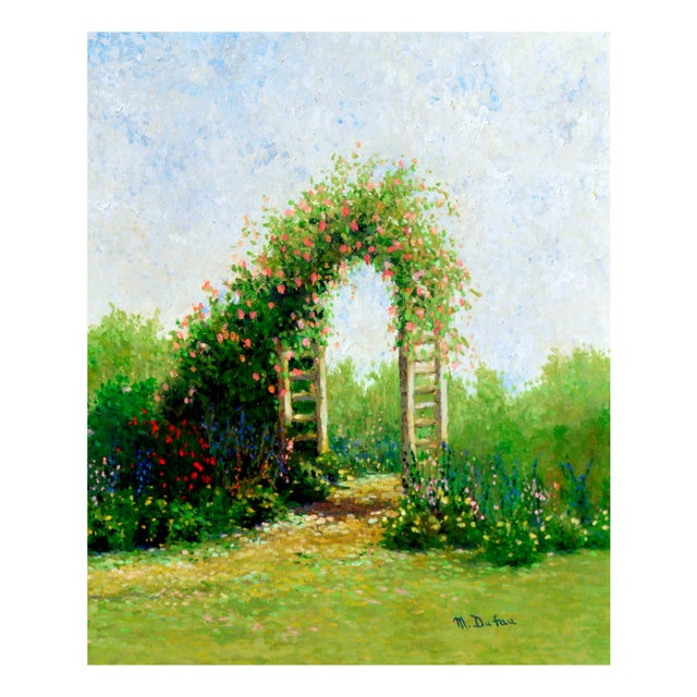 Impressionist Floral Garden Archway Landscape With Roses by Marnie Dufau For Sale - Image 3 of 5