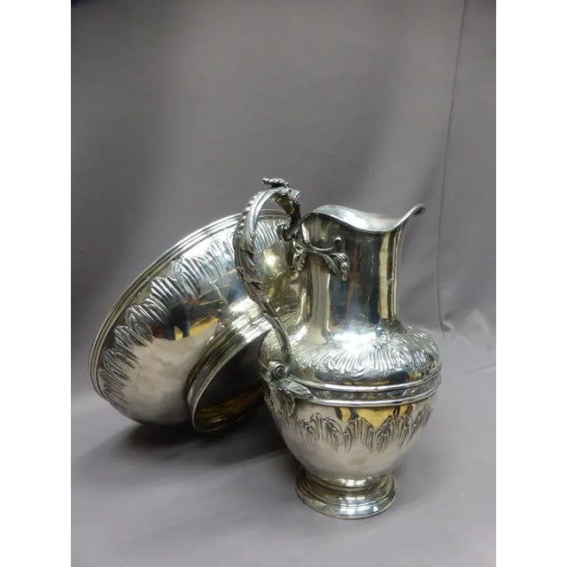 19th-Century Silver-Plated Ewer and Basin, Set of 2 For Sale - Image 5 of 12