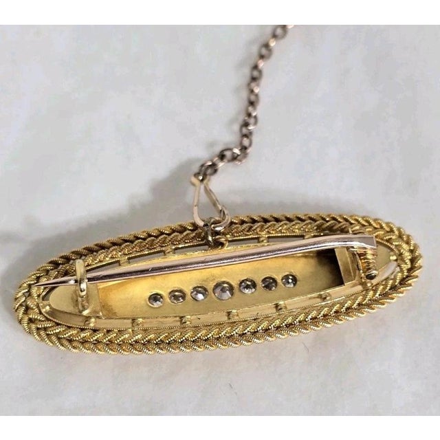 Antique Victorian Etruscan 15ct Gold Seven-Stone Mine Cut Diamond Bar Brooch For Sale - Image 10 of 15