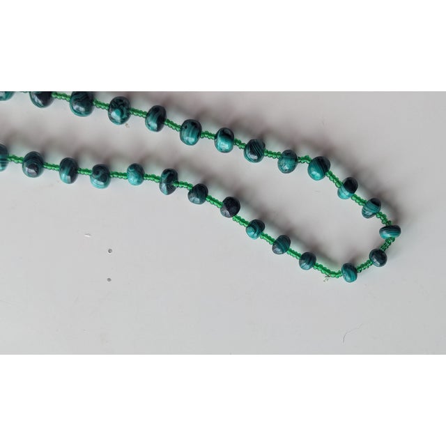 Vintage Malachite Necklace Graduated Beads Spaced With Glass Beads, 22" For Sale - Image 4 of 4