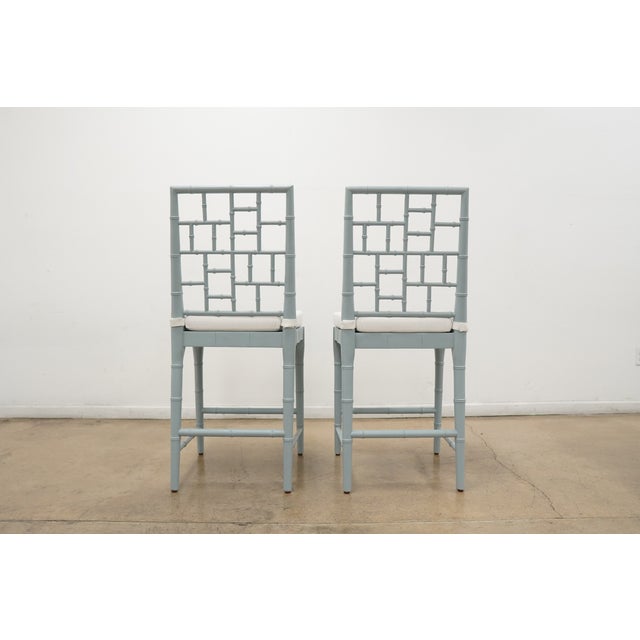 Faux Bamboo Chippendale Bar Stools (Set of 4) For Sale In Austin - Image 6 of 18