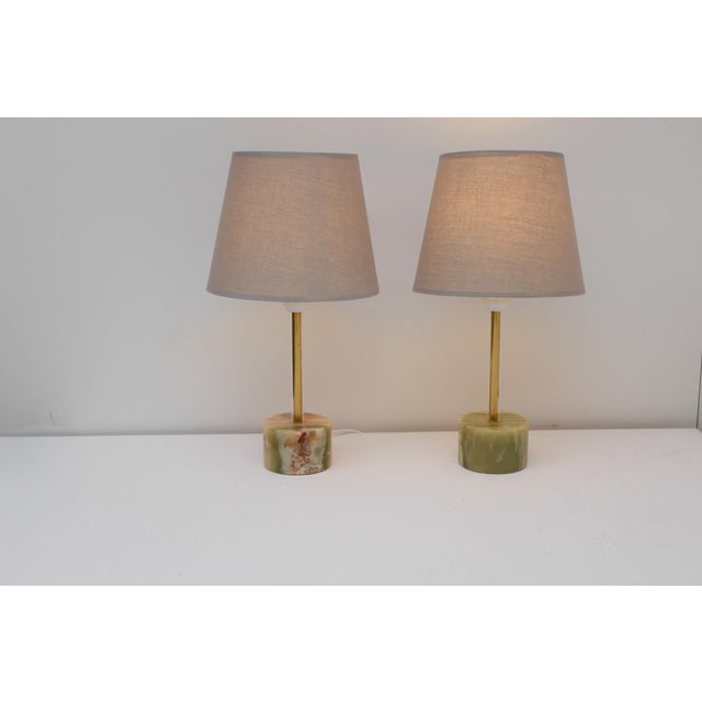 Mid-Century Modern Italian Onyx and Brass Table Lamps, Set of 2 For Sale - Image 13 of 13