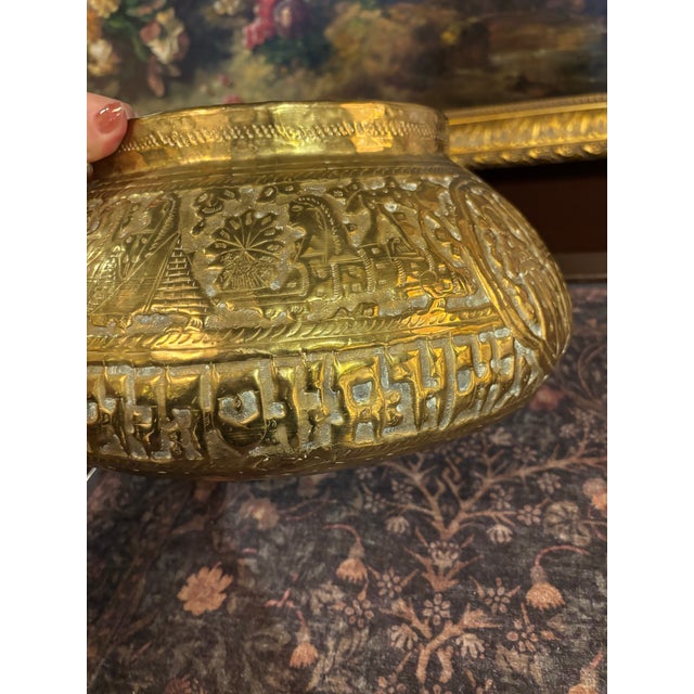 Exceptional large antique brass vessel, likely dating to the 19th century and possibly Egyptian or Middle Eastern, with...