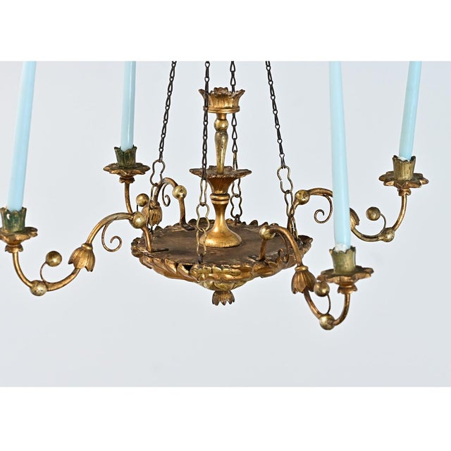 19th Century Neoclassical Giltwood Candle Chandelier For Sale - Image 10 of 12