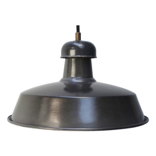 Vintage Industrial French Black Enamel Pendant Light from GAL For Sale