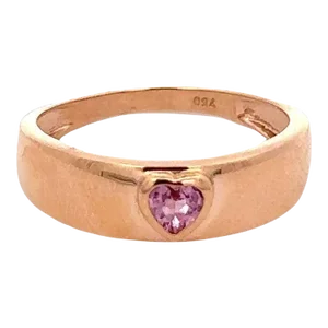 18k Rose Gold Signet Ring Heart Cut Pink Sapphire Ring Size 7