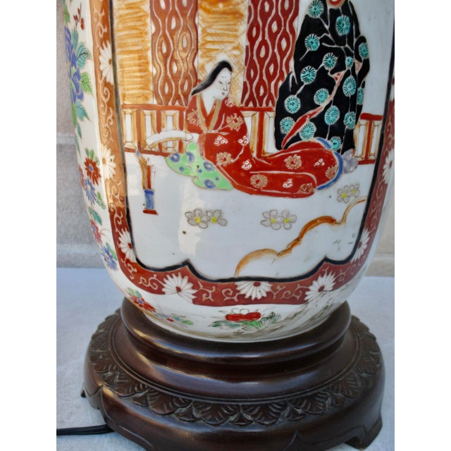 Ceramic Massive Antique Japanese Vase Lamp For Sale - Image 7 of 17