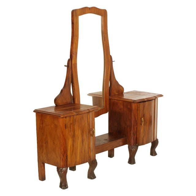 Brown Antique Walnut and Burl Vanity, 1910s For Sale - Image 8 of 8