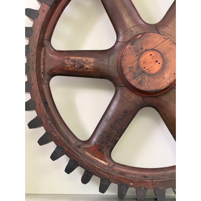 Industrial Foundry Pattern | Wood Cogged Wheel For Sale - Image 4 of 4