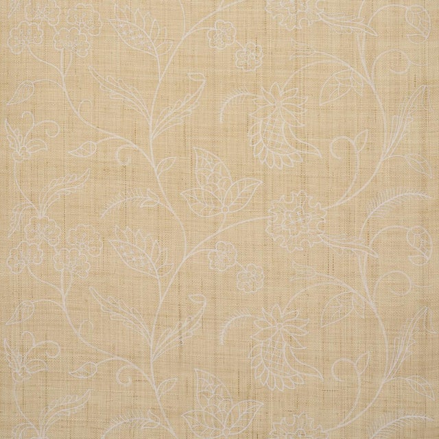 Schumacher Sconset Embroidered Raffia Wallcovering In Natural For Sale
